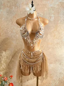 Catena per il Corpo Reggiseno di Perline Cavezza da Donna Sexy Strass Acrilico Gioielli Top per Festa Vacanza Spiaggia Boemia