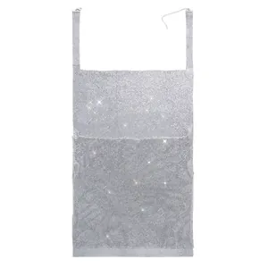 Robe longue à bretelles en strass étincelants pour club et soirées
