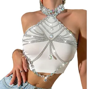 Bijou de corps sexy à chaînes multicouches avec strass en acrylique étincelants