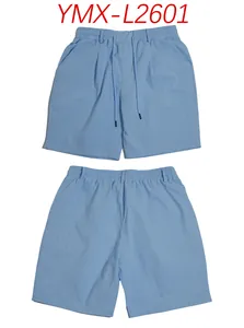 Lässige hellblaue Leinen-Shorts für Herren mit Kordelzug, Vorder- und Rückansicht