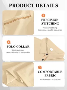 Detail views of men's polo shirt showing stitching, collar design, and fabric texture