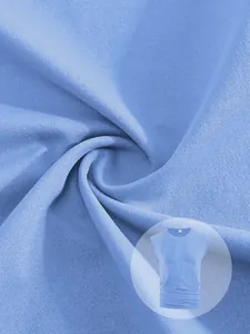 Close-up detail of light blue ribbed knit fabric for men's casual sleeveless vest.