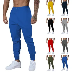 Pantaloni della Tuta da Uomo Sportivi Casual in Poliestere Tinta Unita Slim Fit Joggers con Coulisse e Polsini per Fitness