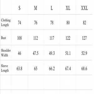 Guide des tailles pour veste de sport homme à capuche jacquard, mesures S-XXL