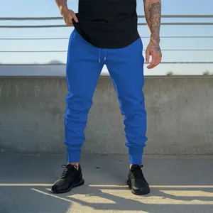 Vista completa di joggers da uomo muscle fit in un vivace colore blu.