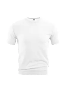 Detailed macro shot of the white quick-dry seersucker fabric texture on a men's T-shirt