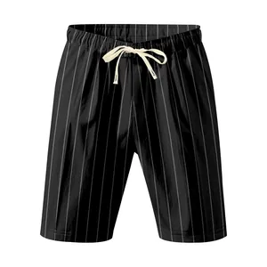 Men's stylish pinstriped drawstring shorts with elastic waist for casual beach wear