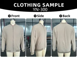 Detailansichten einer beigen Herren-Freizeitjacke mit Reißverschluss von vorne und hinten