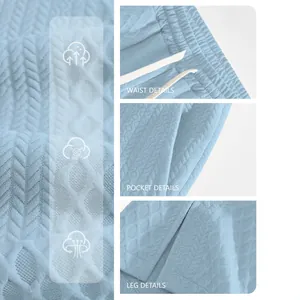 Blaue Herren-Freizeithose mit Rautenmuster, Kordelzug und geschlitztem Beindetail