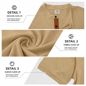 Polo Henley respirant pour hommes, séchage rapide avec texture sergée et contraste