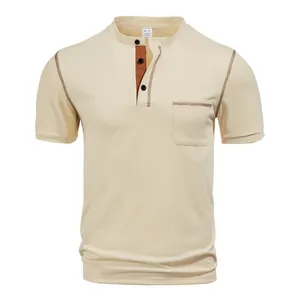 Polo Henley pour homme, respirant et séchage rapide, avec coutures contrastées