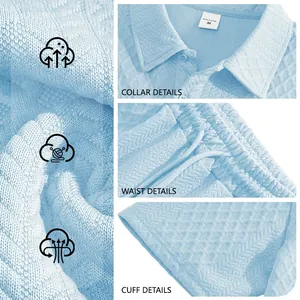 Ensemble polo et short jacquard bleu clair pour hommes avec détails de texture du tissu