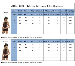 Tableau des tailles détaillé pour ensemble haut court licou et short sexy femme