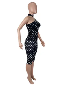 Elegantes Set aus zwei Teilen mit Ein-Schulter-Schnitt und Polka Dots aus Netzstoff für Damen