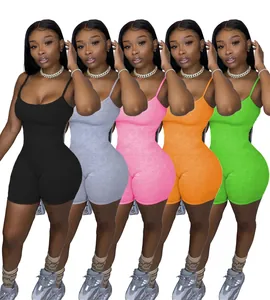 Combinaison de sport sexy à bretelles de couleur unie pour femme en cinq coloris vifs