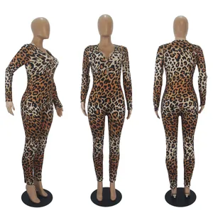 Body à manches longues et imprimé léopard pour femme avec vues de face, de côté et de dos.