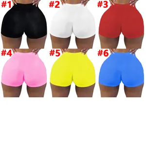 Vue détaillée montrant six options de couleurs pour shorts de yoga sexy pour femmes