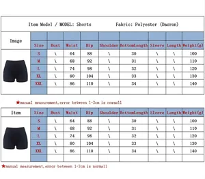 Tableau détaillé des tailles pour les shorts de yoga et de sport pour femmes