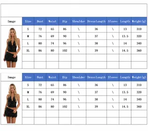 Comprehensive size chart for sexy polka dot halter top and ruffled mini skirt set D9794