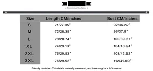 Detailed size chart for men's sports fitness vest showing length and chest measurements