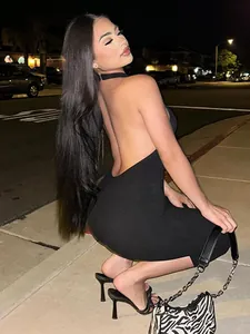 Sexy black backless bodycon jumpsuit with high waist for women glamorous night out style