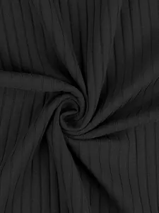 Close-up of black ribbed fabric texture for men's sports polo shirt detail