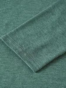 Detail showing double-stitched cuff of a green long-sleeve casual fitness sports hoodie
