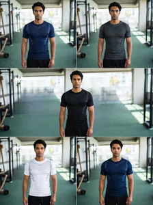 Men's breathable athletic short sleeve t-shirt in multiple colors for gym workout.