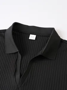 Close-up detail of a black ribbed sleeveless Polo shirt collar and size S fabric label
