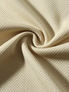 Close-up view showing the breathable beige mesh fabric texture on men's sport tank top