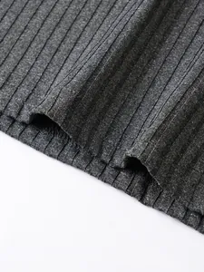 Macro view of grey ribbed stretch fabric texture for men's sleeveless Polo shirt