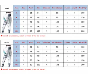Detailed size chart for high waist yoga leggings featuring a creative dollar print design.