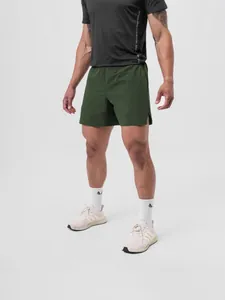 Professional olive green quick-dry woven sports shorts for men running and gym