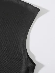 Close-up of breathable black mesh fabric on a slim-fit sports tank top for men
