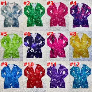 Collection of 12 constellation print long-sleeve home rompers in various colors