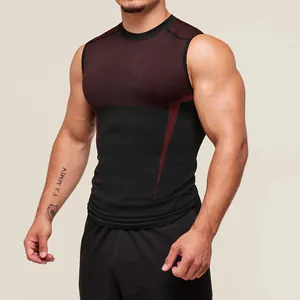 Close-up of men's quick-dry sports compression vest showing breathable fabric texture