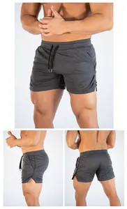 Professionelle graue schnelltrocknende Laufshorts für Herren von vorne seitlich und hinten