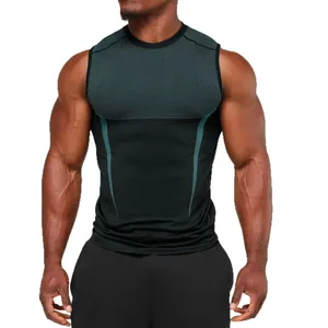 Quick-dry athletic compression tank top for men with honeycomb print for gym workout