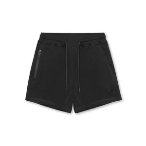 Short de sport noir pour homme avec cordon de serrage et poche zippée fitness