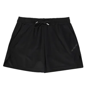 Schnelltrocknende schwarze Herren-Sportshorts mit Kordelzug und Mesh für Laufen