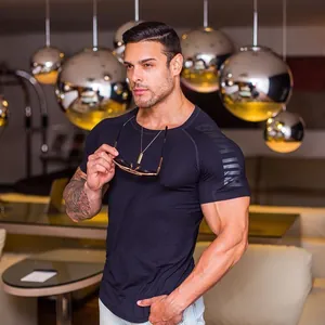 Muscle fit gym t-shirt for men, featuring a sleek black design and athletic cut.
