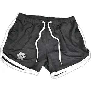Pantalones cortos deportivos de malla transpirable para hombre con diseño de huella blanca