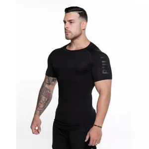 Men's high-elastic compression T-shirt featuring quick-dry fabric and athletic fit