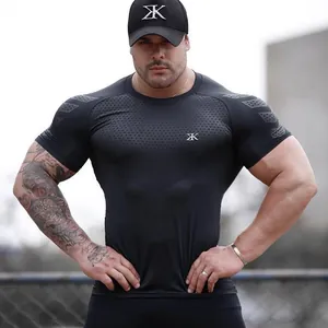 Men's high-stretch quick-dry fitness compression t-shirt for muscle training