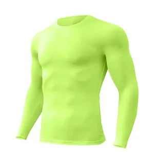 Auffälliges neongrünes Herren-Kompressionsshirt für intensives Fitness und Lauftraining