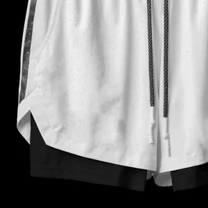 Pantalones cortos de running para hombre de doble capa con tejido de secado rápido