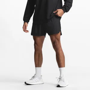 Detailed shot of men's black mesh breathable gym shorts for athletic training