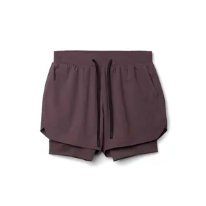 High-quality men's quick-dry double-layer running shorts with breathable mesh inner lining