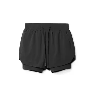 High-performance black double-layered quick-dry sports shorts with inner liner for men