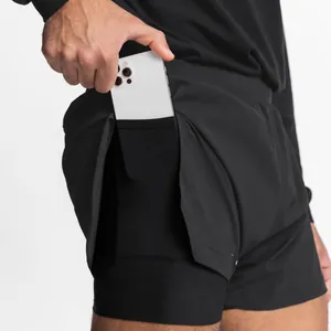 Men's Summer Fitness Sports Shorts Mesh Breathable Gym Training Bottom Quick Dry Double Layer Running Workout Shorts For Men